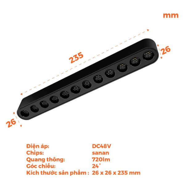 Đèn Rọi Ray Nam Châm Có Lưới Chống Chói 12W NMGNG12 Nanoco