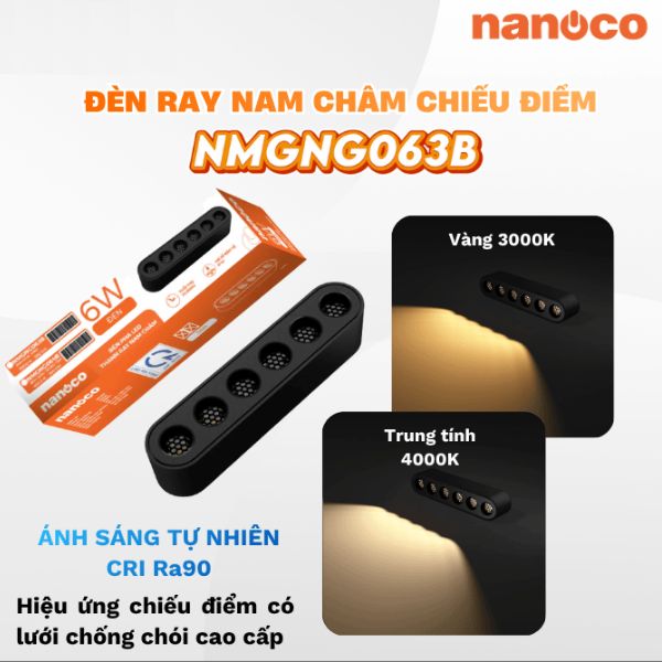 Đèn Rọi Ray Nam Châm Có Lưới Chống Chói 6W NMGNG06