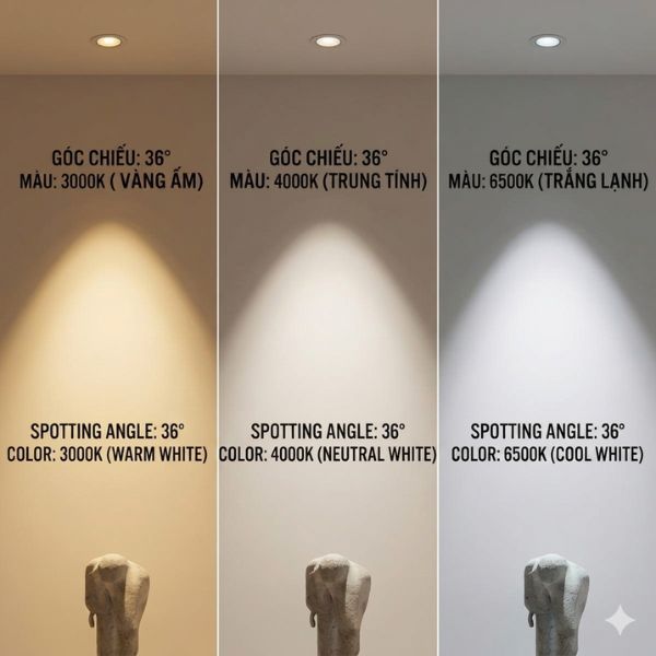 Đèn Spotlight Âm Trần 12W Chóa Chrome Góc Chiếu 36 Độ NSP12WC36