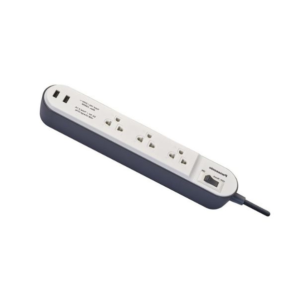Ổ Cắm Panasonic Có Dây WCHG243322W VN, 3 Ổ Cắm 2 USB 2.1A, 3M