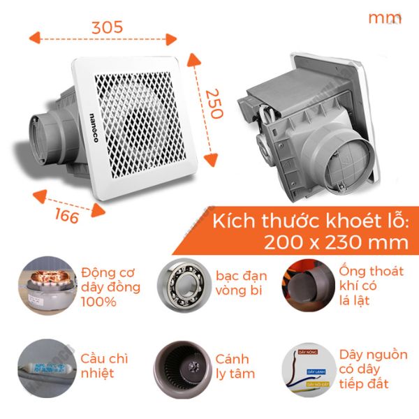 Quạt Hút Âm Trần Nanoco Lồng Sóc